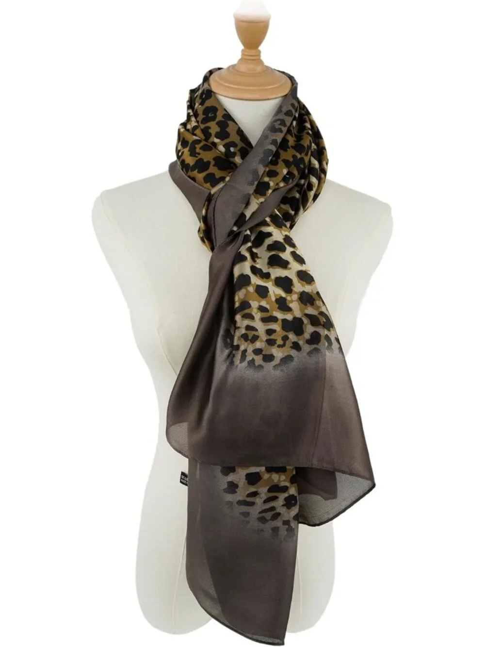 Women's Brown-Leopar Scarve Long Skinny Silky Lightweight Sunscreen Shawls Wraps